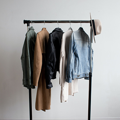 Clothing hanging on rack
